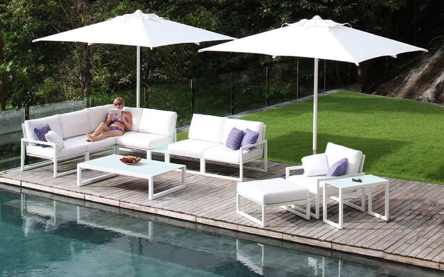 ROYAL BOTANIA Ninix lounge canape et fauteuils modulables aluminium coussins tissus ou toile nautique