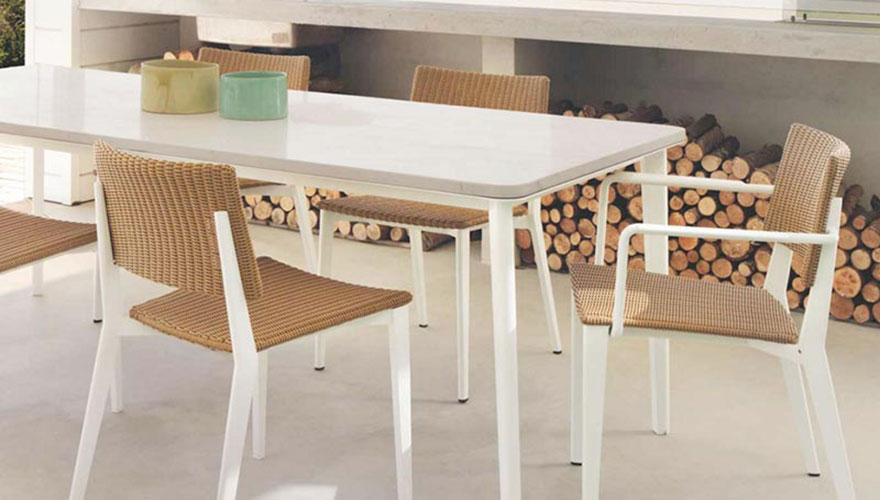 Chaise fauteuil table marbre aluminium Riba