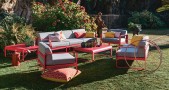 Canapé et table basse fauteuil en aluminium BELLEVIE en rose praline Fermob