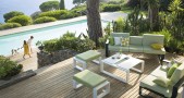 Canapé et méridienne poufs table basse modulable en aluminium et toile nautique Kama EGO Paris